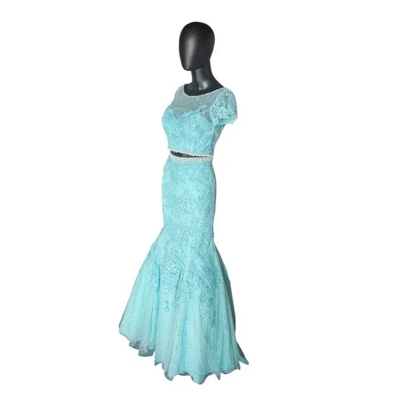 NWOT - 2 Piece Turquoise Fit/Flare Prom/Party Dress - Mori Lee - Picture 2 of 9